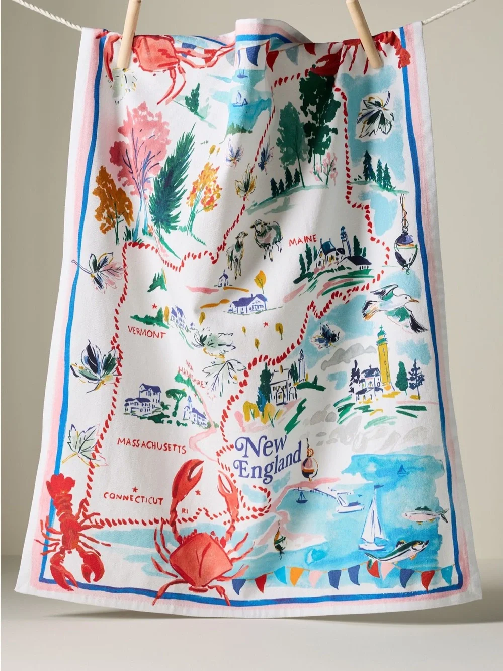 Anthropologie Coastal Summer New England Dish Towel